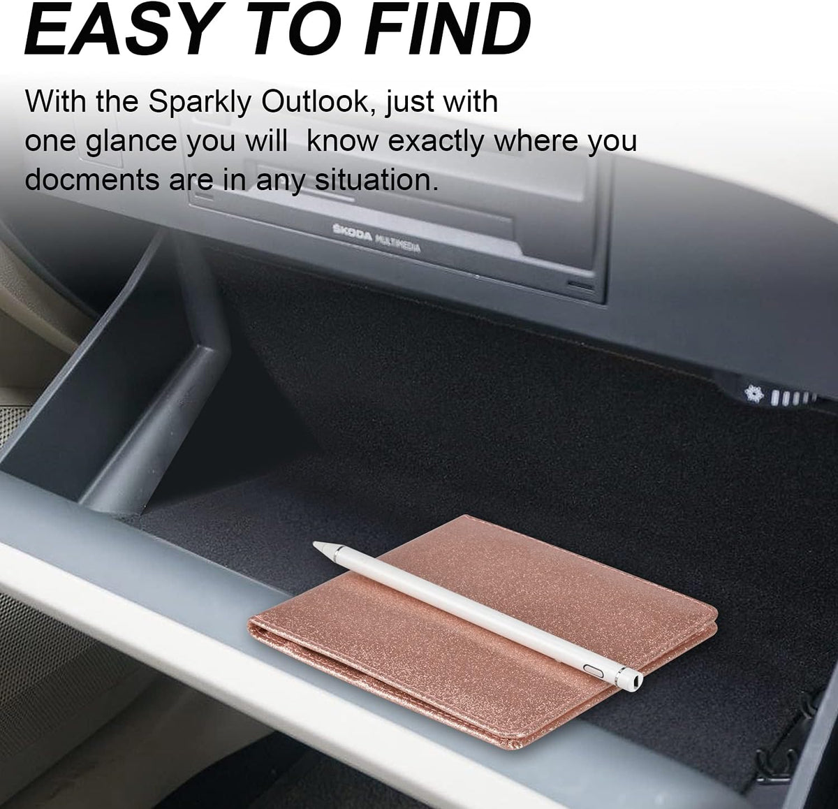 Car Registration and Insurance Holder, Car Accessories Vehicle Glove Box Car Organizer Women Wallet Case for Cards, Essential Document, Driver License by Cacturism, Pink | for Cards