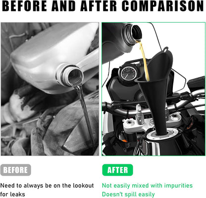 DXNQ Oil Funnel, Automotive Multi-Function Plastic Fuel Funnel with Long Neck, Universal Engine Oil Funnel for Filling Oils Gas Lubricants and Fluids, Car Accessories (Black)