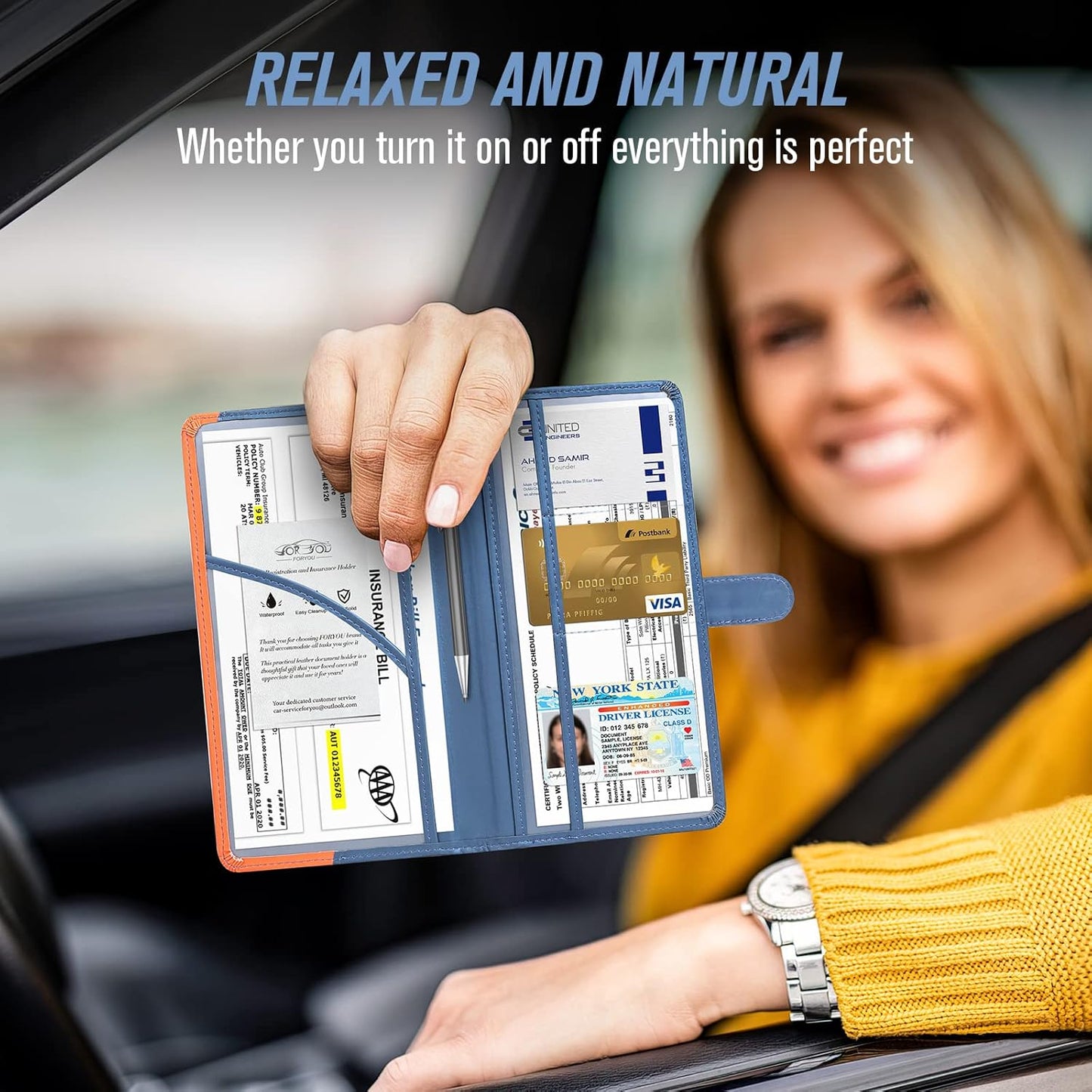 foryou Car Registration and Insurance Holder Car Document Holder Registration and Insurance Card Holder for Cards, Driver License & other Essential Documents(Purple Pink)