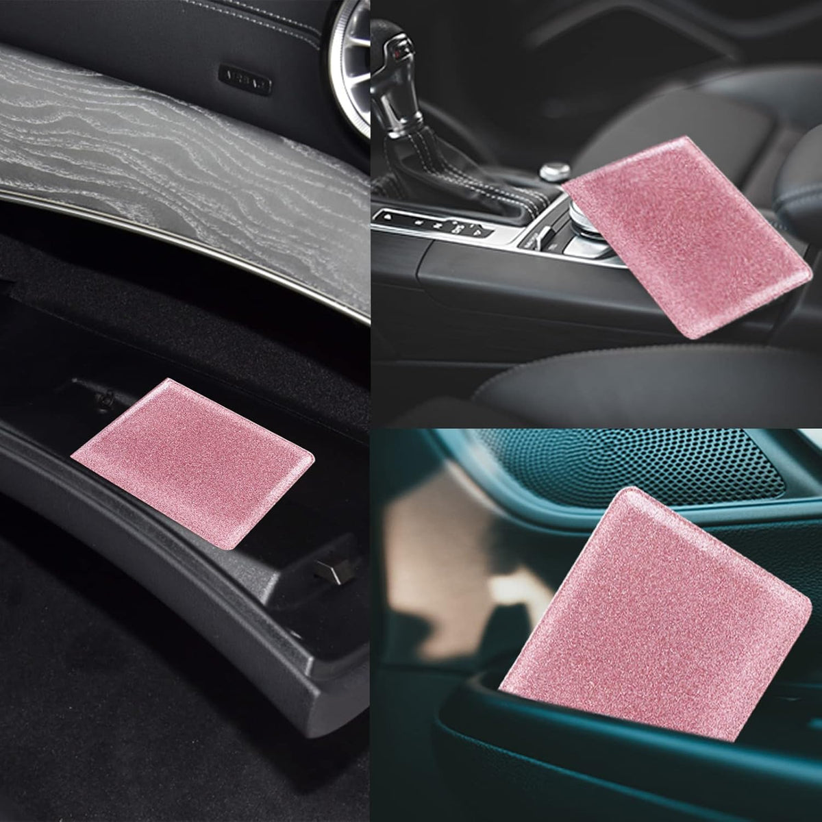 LumiMokki Car Registration and Insurance Holder, Leather Registration and Insurance Card Holder, Vehicle Glove Box Organizer - For Documents, Cards, License (Black)