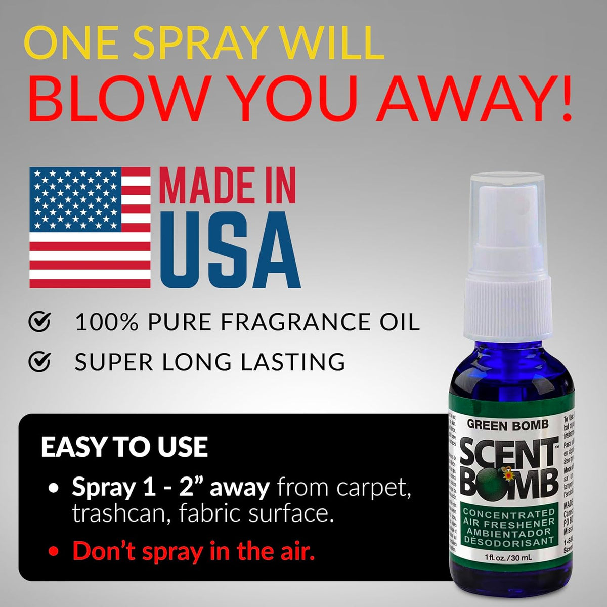 Scent Bomb Air Freshener Spray, Long-Lasting Odor Eliminator - Effective Deodorizer for Home & Car, Fresh Room Spray for Kitchen, Bathroom & Smell Neutralizer - 1 oz Pack of 4, Black Cherry Scent