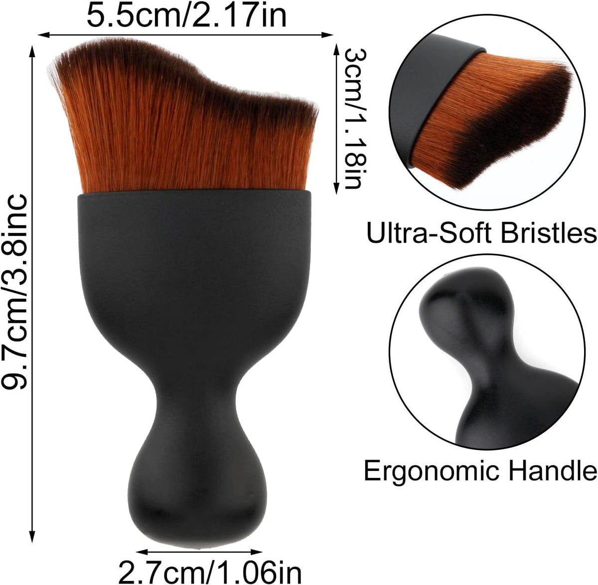 Car Detailing Brush, Soft Bristle Cleaning Brush, Scratch-Free Auto Duster Tool for Dashboard, Air Vents, Leather & Interior Cleaning (Black&Brown)