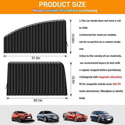 ZATOOTO Suede Car Window Shades 4PCS - Car Window Covers for Ultimate Privacy, UV Protection, and Heat Insulation, Side Window Sun Shade Perfect for Camping, Travel, Baby Safety, and Daily Use