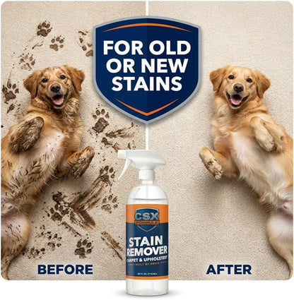 CSX® Carpet Stain Remover 24oz – No Rinse Needed – Most Powerful Carpet & Upholstery Cleaner, Professional Strength, Deep Clean Formula – Removes grease, wine, coffee, ink, food, and more