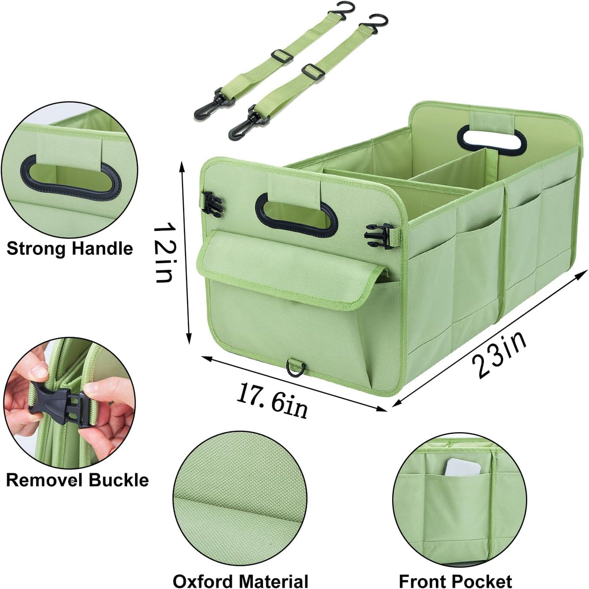 titiyiof Trunk Organizer For Suv & Sedan,Car Organizers and Storage, Waterproof Collapsible & Adjustable Straps,Sturdy Car Organization for Car Accessories, Tools,Food，Sundries,2-3 Compartment（Beige）