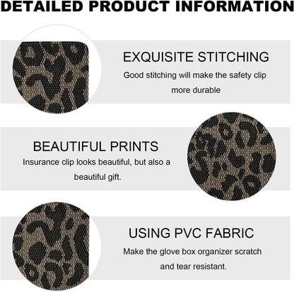 Car Registration and Insurance Holder, Leather Auto Glove Box Document Organizer with Magnetic Closure, Car Essential Paperwork Wallet Case Interior Accessories for Women Men (Leopard Print)