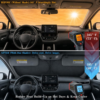 Car Windshield Sun Shade, Funny Cartoon Eyes Sun Visor for Car Windshield Universal Fits Sedan Compact Car Hatchback SUV, UV Heat Protection - 59 x 27.5
