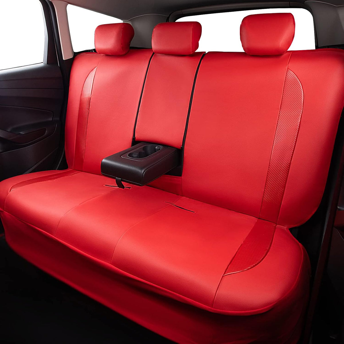 Flying Banner Carbon Fiber Leather Vehicle Seat Covers, Leopard Gray Black, Universal Fit - 8PCS