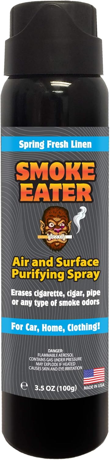 Smoke Eater Cigarette, Cigar, Cannabis & Tobacco Odor Eliminator Spray & Air Freshener for Car, Home, Clothes — Lavender, 4 oz Travel Size — Tea Tree Oil Formula, Non-Aerosol Pump Spray