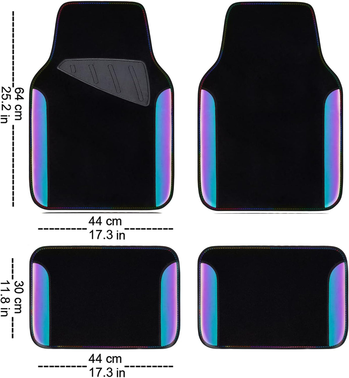 CAR PASS Waterproof Universal Fit Car Floor Mats, Faux Leather Car Carpet Mats, Black Car Mats with Anti-Slip Nibbs Backing & Driver Heel Pad Fit for SUV,Vans,sedans, Trucks,Set of 4pcs(All Black)