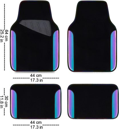 CAR PASS Waterproof Universal Fit Car Floor Mats, Faux Leather Car Carpet Mats, Black Car Mats with Anti-Slip Nibbs Backing & Driver Heel Pad Fit for SUV,Vans,sedans, Trucks,Set of 4pcs(All Black)