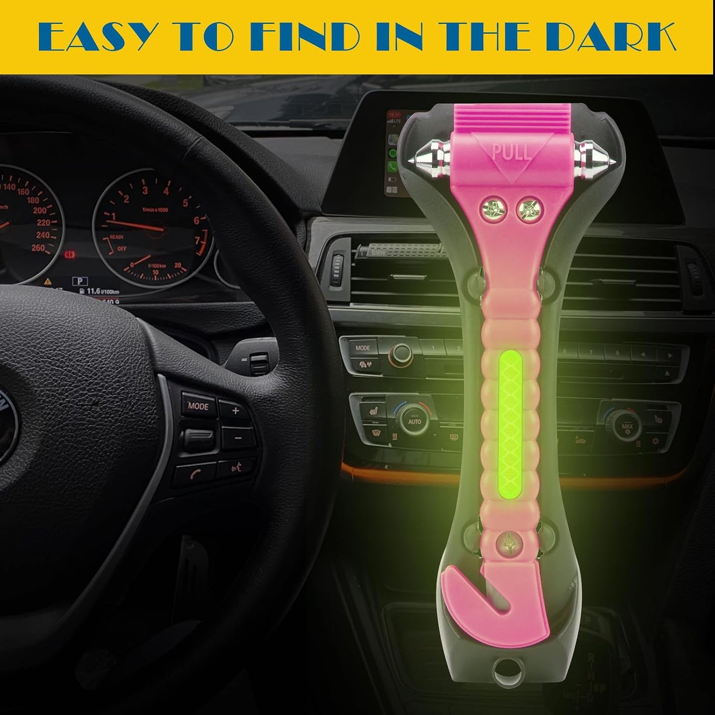 Car Safety Hammer, 2PCS Black 3-in-1 Emergency Escape Tool with Window Breaker and Seat Belt Cutter, Safety Emergency Car Escape Tool for Car, Office, Home