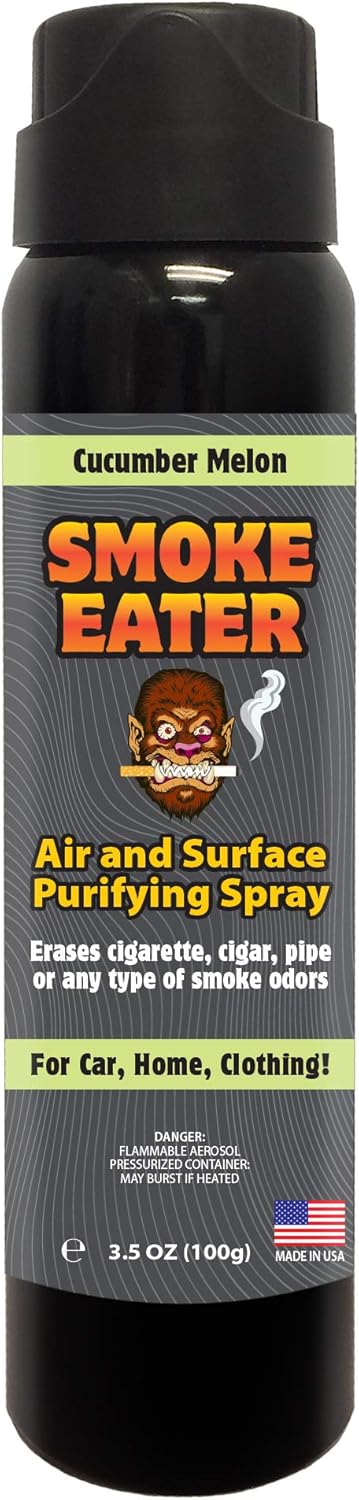 Smoke Eater Cigarette, Cigar, Cannabis & Tobacco Odor Eliminator Spray & Air Freshener for Car, Home, Clothes — Lavender, 4 oz Travel Size — Tea Tree Oil Formula, Non-Aerosol Pump Spray