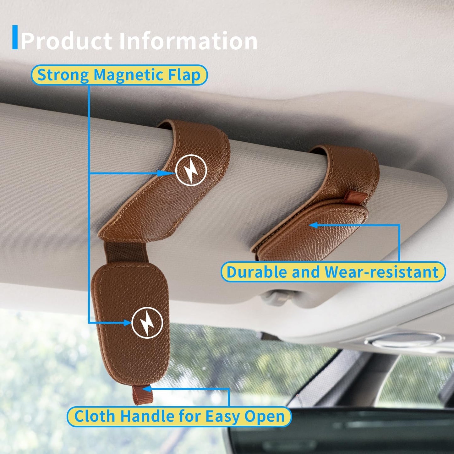 Yuoyar 2 Packs Magnetic Sunglass Holder for Car Visor (Grey) | Magnetic Interior Car Accessories