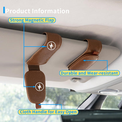 Yuoyar 2 Packs Magnetic Sunglass Holder for Car Visor (Grey) | Magnetic Interior Car Accessories