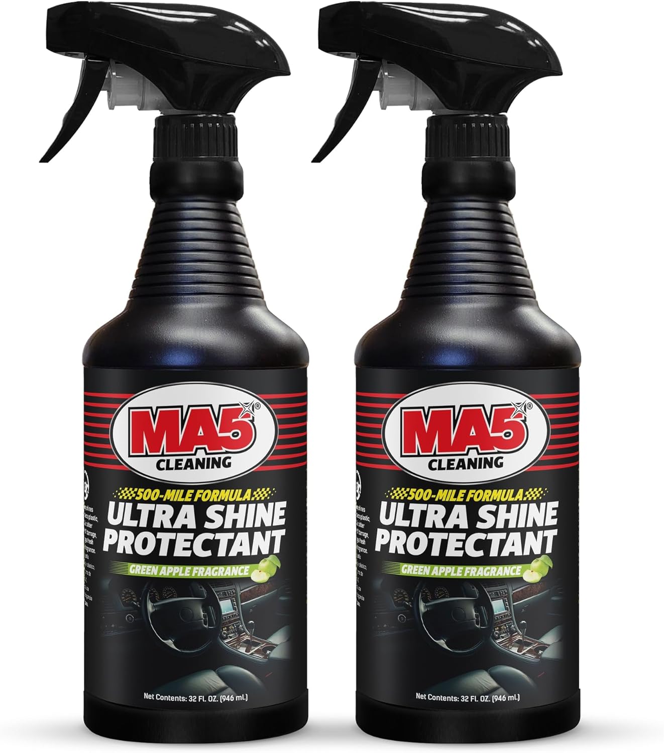 MA5X Ultra Shine Protectant | Car Interior Cleaner | Multi-Surface Car Interior Protectant with Green Apple Scent | UV Resistant | 32oz Spray Bottle | Pack of 1