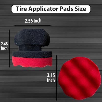 Tire Shine Applicator Pads, 2 Pcs Tire Dressing Applicator, Reusable Tire Shine Sponge Wave Contoured for Car Detailing, 3.15inch