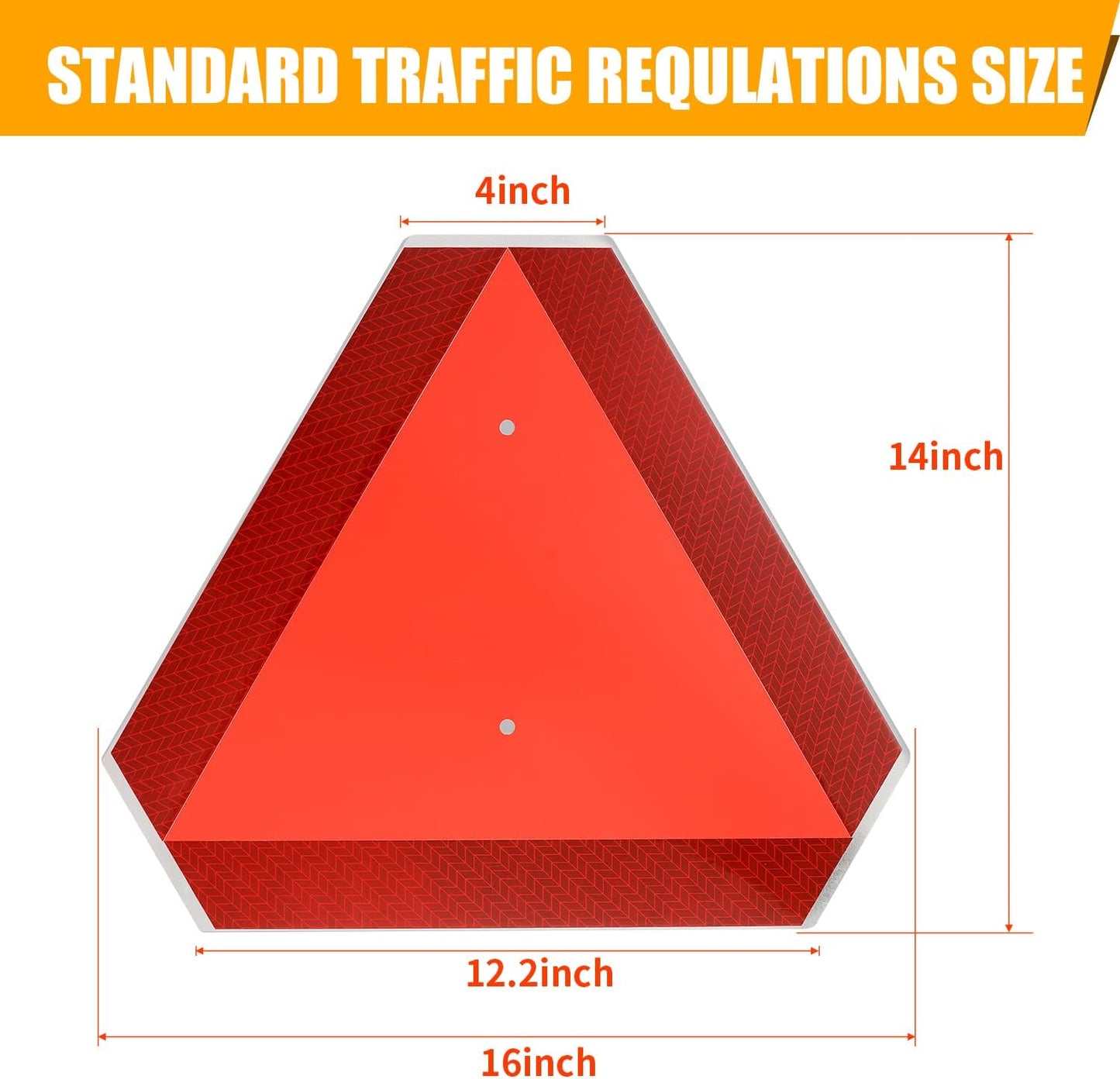 Slow Moving Vehicle Safety Sign,Slow Moving Vehicle Triangle Sign,Plastic 14"x16" Engineering Grade Reflective for Golf Cart (Plastic)