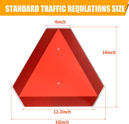 Slow Moving Vehicle Safety Sign,Slow Moving Vehicle Triangle Sign,Plastic 14"x16" Engineering Grade Reflective for Golf Cart (Plastic)