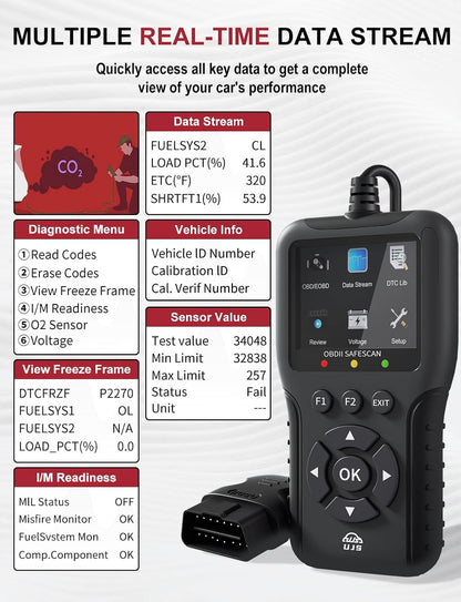 2026 Enhanced Universal OBD2 Scanner, Check Engine Code Reader - 65000+ Fault Codes, Live Data, I/M Readiness, Battery Voltage Check, Read & Clear Error Codes for All OBDII Protocol Car 1996+