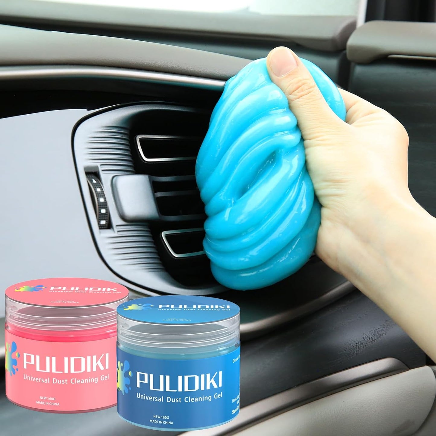 PULIDIKI Car Cleaning Gel Car Cleaning Putty Car Putty Auto Detailing Tools Car Slime Cleaner Dust Cleaning Gel for Car Interior Cleaner Car Cleaning Supplies Cleaning Kit Car Accessories Blue 2Pack