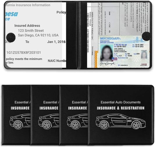 REGUICORP Registration and Holder, 4-Pack and Registration, Auto Essential Holder, Interior Accessories Fit Most, Trucks and SUVs, Men & Women