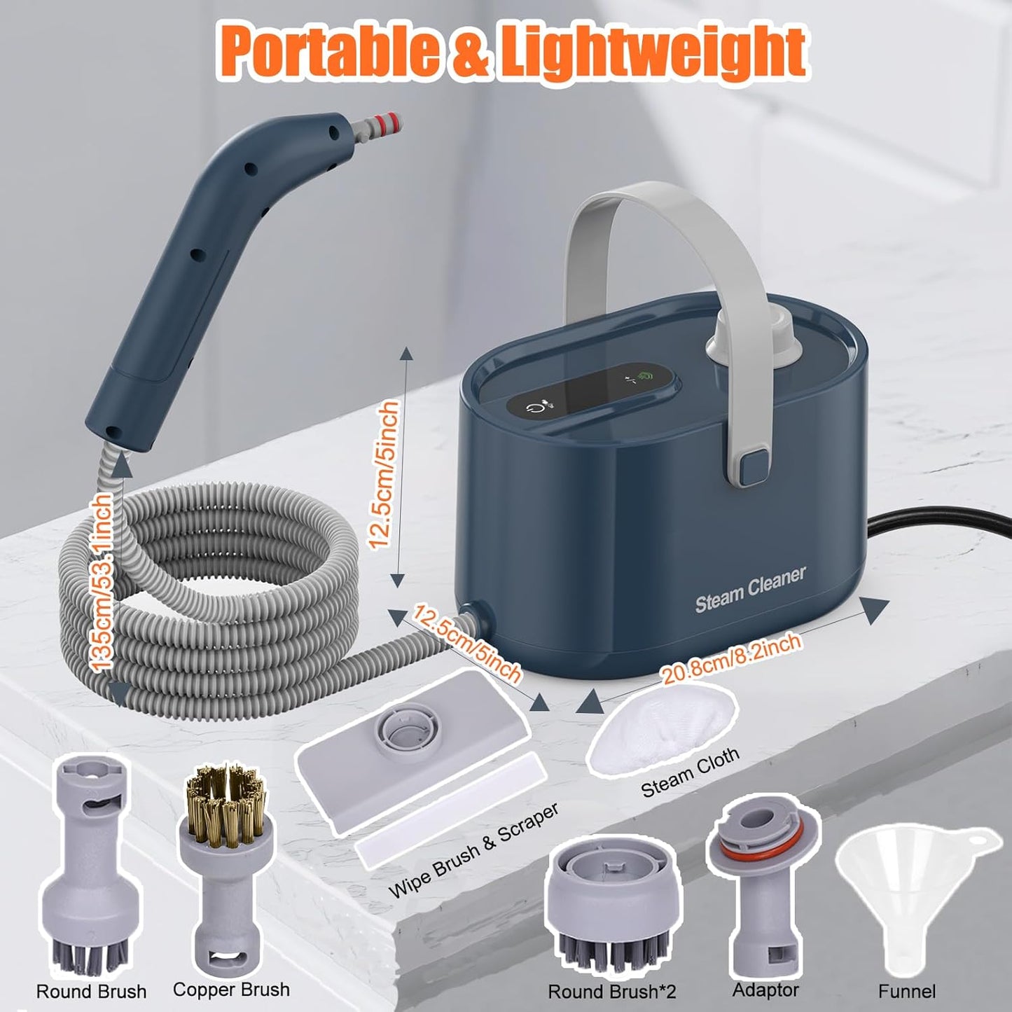 Foandbevi 7 in 1 Steam Cleaner 2500W High Pressure Steamer for Cleaning, Car Steamer Handheld Steam Cleaner for Home Use, Hardwood Floor Steam Cleaner for Upholstery, Kitchen, Bathroom, Grout