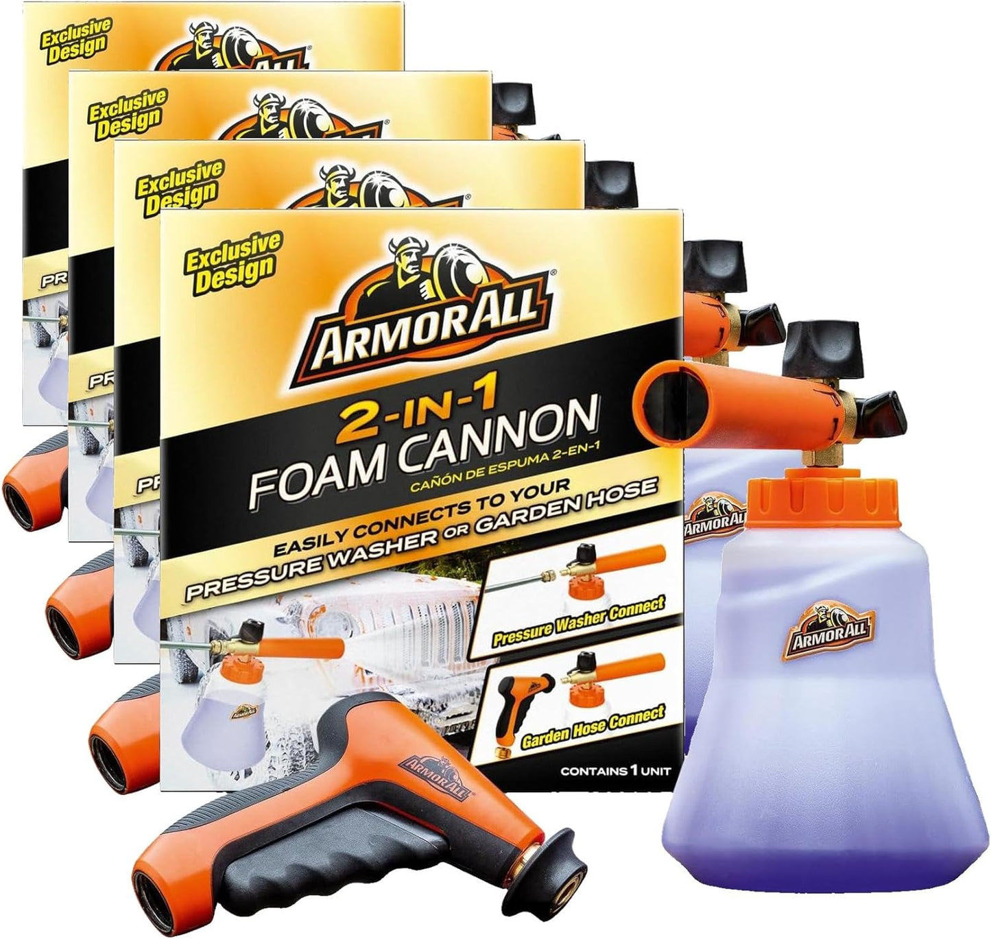 Armor All 2-in-1 Foam Cannon Kit - Car Wash & Detail Cleaning Kit for Power Washers, Garden Hoses, Foam Applicator & Adaptor, Gifts for Men, Pack of 1
