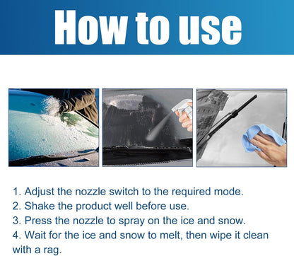 Car Windshield Snow Melting Coating Spray, Snow Repellent Spray De-Icer for Cars - Fast Ice & Snows Remover, Winter Windshield & Glass Coating Protection, Snow Meltings Agent for Car Ice Melting (2)