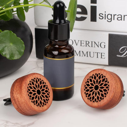 Essential Oil Car Diffuser, 2 PCS Car Aromatherapy Wood Diffuser with Vent Clip