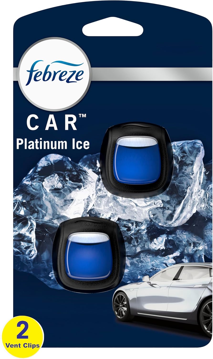 Febreze Car Air Freshener Vent Clip Platinum Ice Scent, .07 oz. Car Vent Clip, 2 Count