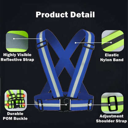 Reflective Strap Safety Vest Gear - 2-10 Pack Adjustable High Visible Reflective Running Gear for Women Men Night