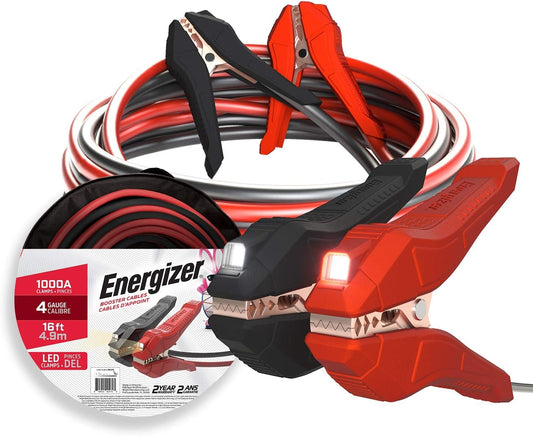 Energizer Jumper Cables, 30 feet, 1 Gauge, 800A, Booster Battery Cables with Permanent Installation kit and Quick Connect Plug for SUV and Trucks with up to 8-Liter Gasoline and 6-Liter Diesel Engines