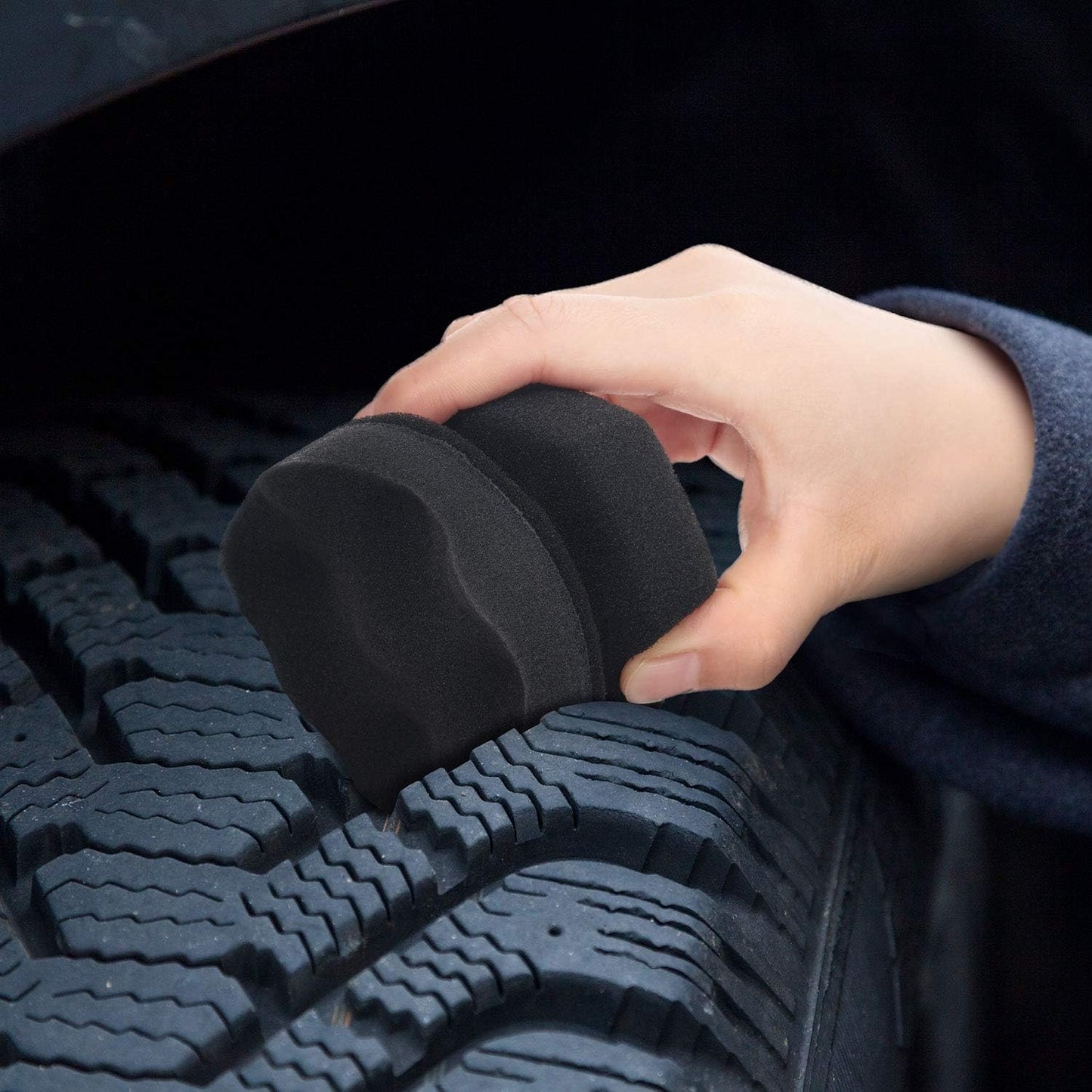 BBTO 3 Pieces Tire Shine Applicator Tire Dressing Applicator Pads Sponge Dressing Foam Gel Wet Car Detailing Reusable Cleaning Supplies for Car