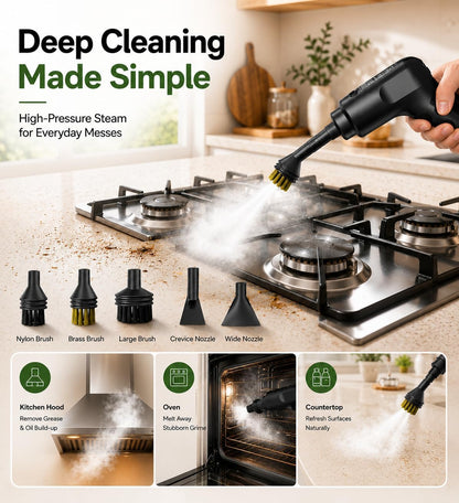 Handheld Steam Cleaner for Home, 2500W High Pressure Steam Cleaner for Car Detailing, 3 Steam Levels, 1600Ml Tank, High Heat Steamer for Bed Bugs, Couch, Furniture, Kitchen, Bathroom, Floors
