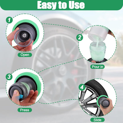 Flow Tire Shine Applicator, Reusable Car & Truck Tire Dressing Applicator, No-Drip Streak-Free Tire Shine Applicator Pad, Car Detailing Foam Sponge Pad for All Tire Shine & Gels(Black+Green)