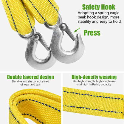 Tow Strap with Hooks Heavy Duty Car Vehicle Emergency Recovery Rope Boat Trailer Winch Strap 13'x1.8 Max 10,000lbs Capacity for Towing Vehicles Jet Ski ATV Pontoon Wave Runner Accessories