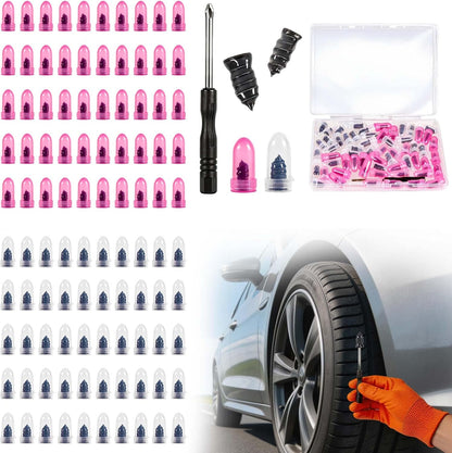 61 PCS Tire Repair Rubber Nail, Vacuum Tire Repair Kits Spiral Rubber Nails, Tire Screw Plug Fast Tool Self Service Tire Repair Nail for car, Motorcycle, Truck, Tractor Tire Puncture Repair