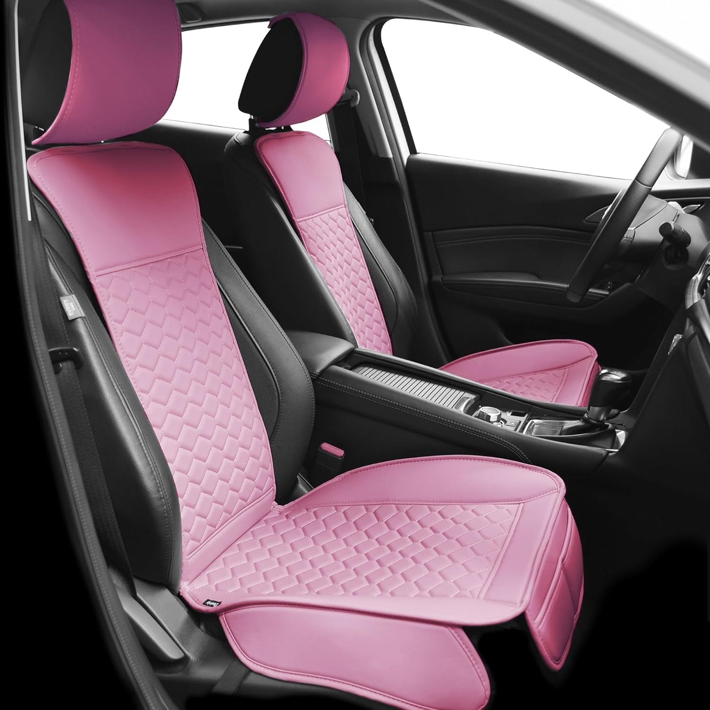 Elantrip 2PCs Front Car Seat Covers Leather Water Proof Seat Protector Universal fit for Most Cars SUVs and Trucks Black