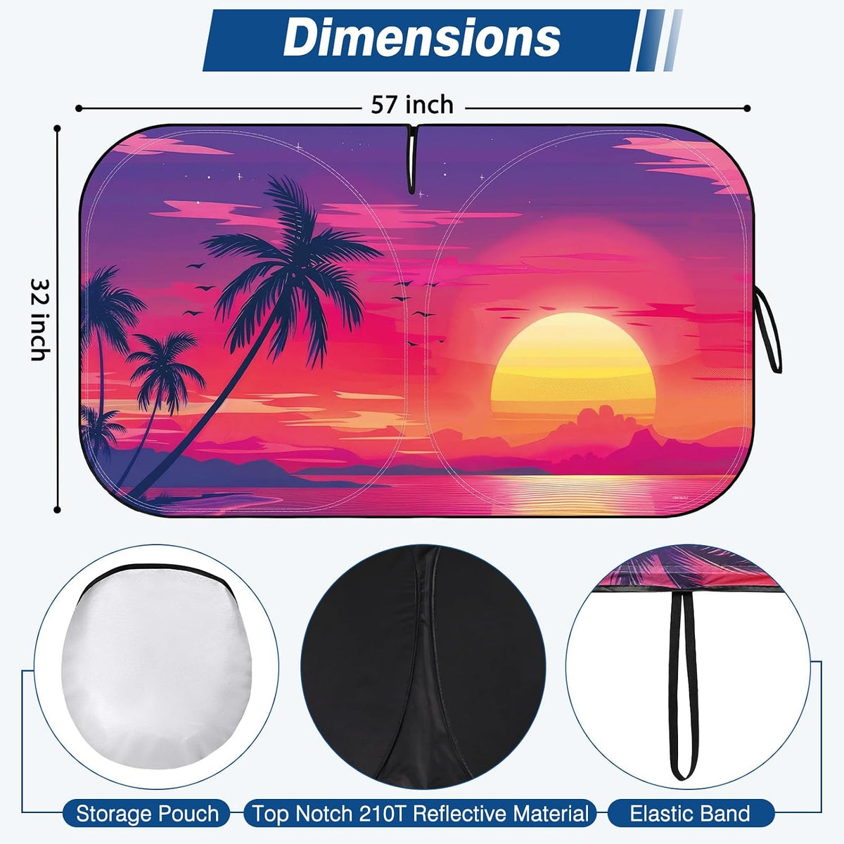 Car Windshield Sun Shade, Foldable Front Window Sunshade Blocks UV Rays, Keep Car Interior Cool, Universal Fit for Hatchback, Truck, SUV, MPV