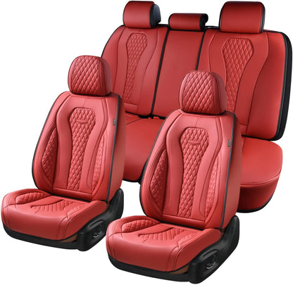 Coverado Seat Covers, Car Seat Covers Full Set, Black Car Seat Cover, Car Seat Covers Front Seats Back Seat Cover, Waterproof Car Seat Cushion, Leather Seat Covers Seat Protector Fit for Most Cars