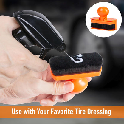 BABYSHEEP Car Tire Shine Applicator,Large Vegan Tire Shine Brush - Automotive Tire Dressing Applicator Brush with Storage Stand for Tire Detailing & Car Wash Kit, Black, 3.6 Inch Length (Black)