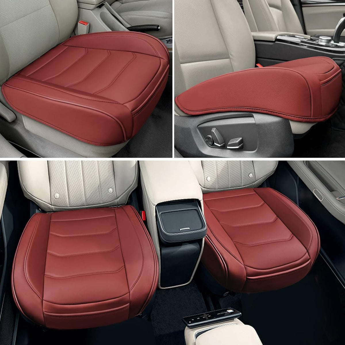 BOPUOVRE Car Seat Cover for Luxury & Comfort - PU Leather, Anti-Slip, Full Wrap Protection with Storage Pocket for Bottom Cushion - Universal Fit for 95% of Vehicles (Black,1 Piece)