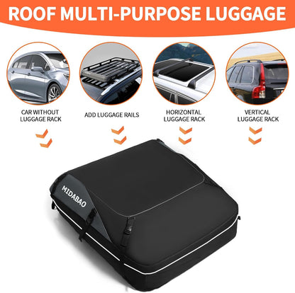 MIDABAO 20 Cubic Waterproof Duty Car Roof Top Carrier-Car Cargo Roof Top Bag, Waterproof & Coated Zippers includes Anti Slip Mat with or without Racks (20 Cubic Feet)