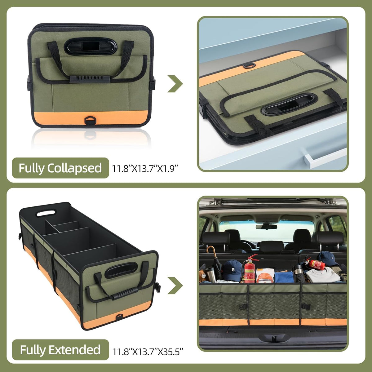 AOPHY Trunk Organizer for Car, 95L Large Capacity Trunk Storage with Non-Slip Bottom Strips, Cargo Organizer for Suv, Truck, Sedan, Waterproof Portable Car Organizers for Women Men(Pink)