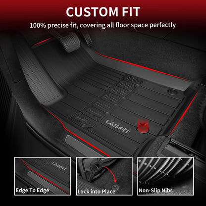 LASFIT Floor Mats for Jeep Grand Cherokee WL 2022-2025 2026 5-Seat (Include 4xe, NOT for L), All Weather TPE Custom Fit Car Mats Floor Liners Cargo Liner Cargo Mat Trunk Mat Black