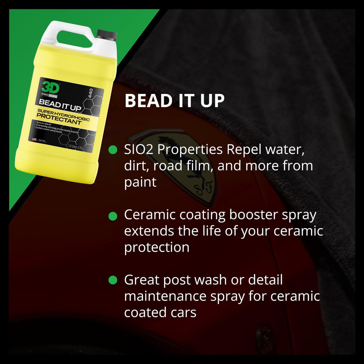 3D Bead It Up Ceramic Coating Booster Spray - Super Hydrophobic Bead Maker - Polymer Paint Protectant & Sealant 16oz.