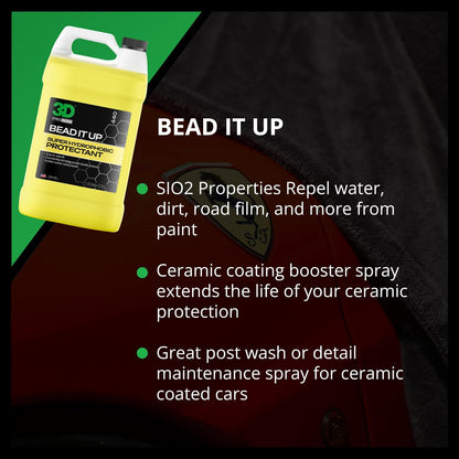 3D Bead It Up Ceramic Coating Booster Spray - Super Hydrophobic Bead Maker - Polymer Paint Protectant & Sealant 16oz.