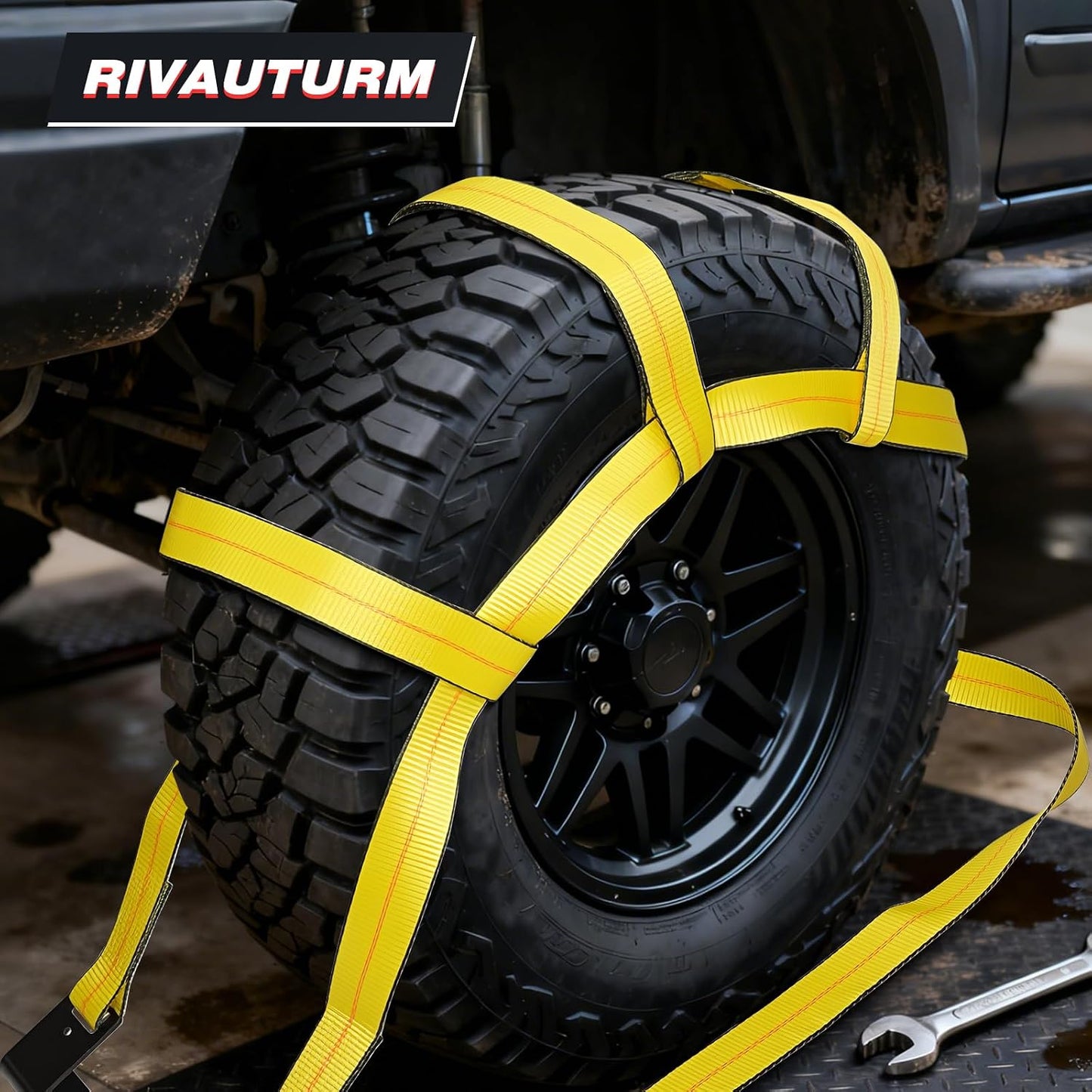 Tow Dolly Straps 2Pcs Tow Dolly Basket Straps with Flat Hook Fit 14"-19" Tires, Car Wheel Tie Down Strap with 10,000 lbs Breaking Strength