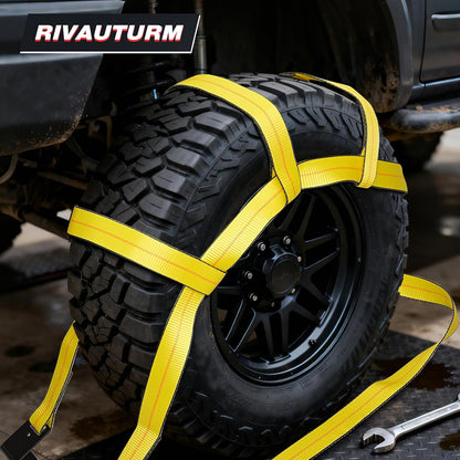 Tow Dolly Straps 2Pcs Tow Dolly Basket Straps with Flat Hook Fit 14"-19" Tires, Car Wheel Tie Down Strap with 10,000 lbs Breaking Strength